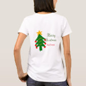 Groene rode kerstboom vrolijke kerst voeg naam toe t-shirt (Achterkant)