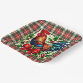 Groene rode kersthaan papieren bordje (Gebogen)