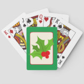 Groene rode  kerstkerst Holly Pokerkaarten (Achterkant)