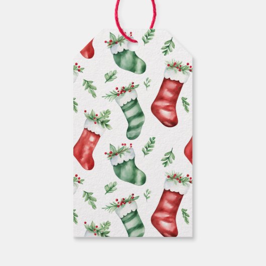Groene rode kerstkousen cadeaulabel (Achterkant)