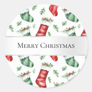 Groene rode kerstkousen ronde sticker