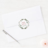 Groene & Rode Kerstkrans Ronde Sticker (Envelop)