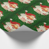 Groene rode kerstman Ho Ho Ho Ho Wrapping Paper Cadeaupapier (Hoek)
