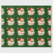Groene rode kerstman Ho Ho Ho Ho Wrapping Paper Cadeaupapier (Vlak)