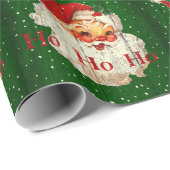 Groene rode kerstman Ho Ho Ho Ho Wrapping Paper Cadeaupapier (Rol Hoek)