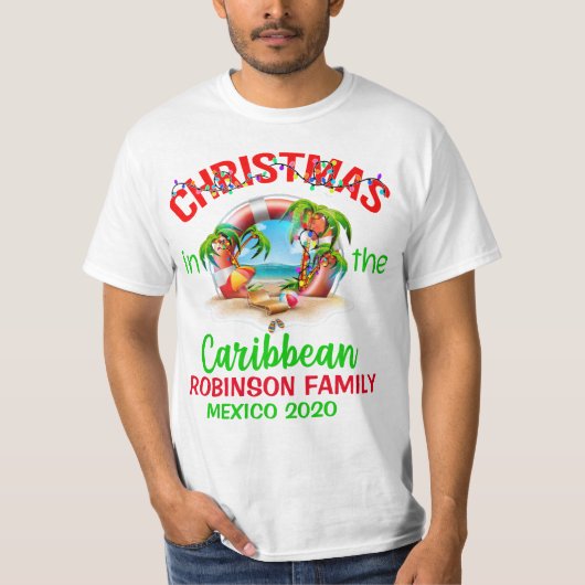Groene Rode Kerstmis in het Caribisch gebied T-shirt (Voorkant)