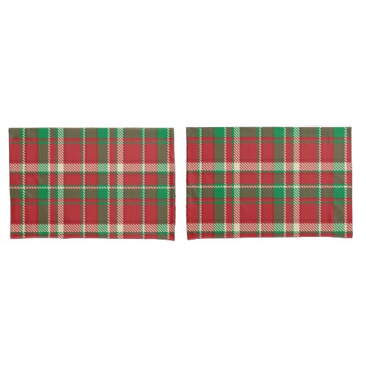 Groene Rode Kerstplaid Patroon kussensloop (Voorkant-Set)