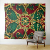 Groene rode kerstvakantie achtergrond wandkleed (In Situ (horizontaal))