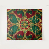 Groene rode kerstvakantie achtergrond wandkleed (Voorkant (horizontaal))