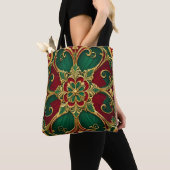 Groene Rode Kerstvakantie Canvas tas (Dichtbij)