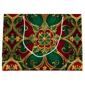 Groene Rode Kerstvakantie Gift Bag Groot Cadeauzakje (Voorkant)