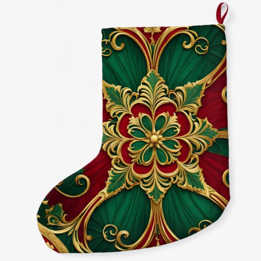 Groene Rode Kerstvakantie Stocking Grote Kerstsok (Achterkant)