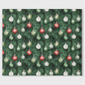 Groene Rode Kerstversiering Cadeaupapier (Vlak)