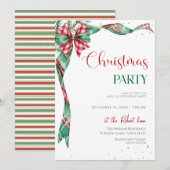 Groene rode linten strik Kerstfeest Kaart (Voorkant / Achterkant)