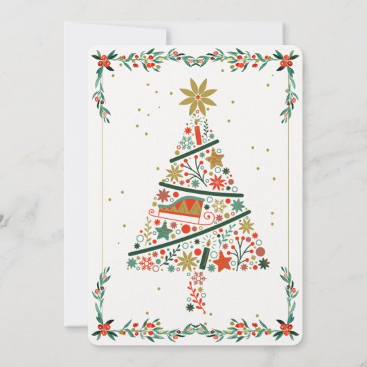 Groene Rode Moderne Kerstfeestje Kaart (Achterkant)