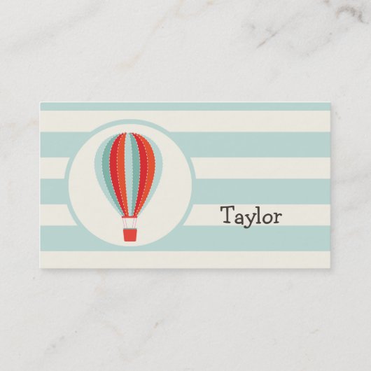 Groene, rode, Oranje luchtballon Visitekaartje (Achterkant)