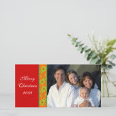 Groene Rode Oranje Paisley Familie Kerst Foto Feestdagenkaart (Staand voorkant)