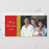 Groene Rode Oranje Paisley Familie Kerst Foto Feestdagenkaart (Voorkant)