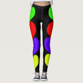 Groene rode Paarse gele harten Zwarte Leggings (Voorkant)