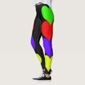 Groene rode Paarse gele harten Zwarte Leggings (Links)
