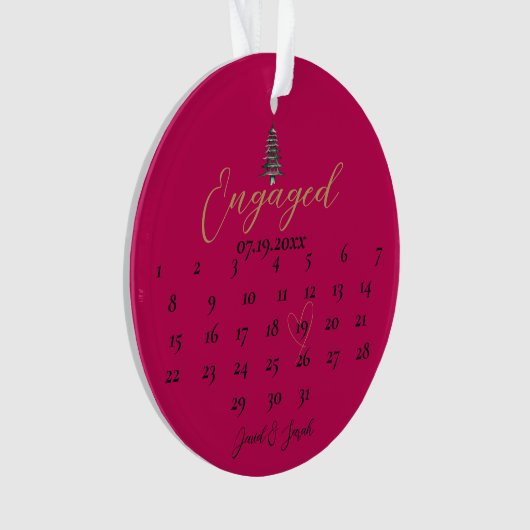 Groene rode Pagoda Kerstboom Verloving Ornament (voorkant)