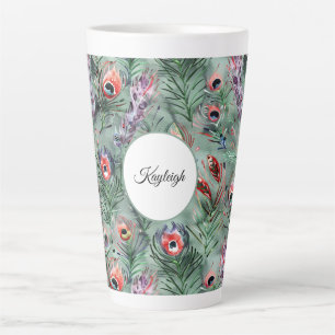 Groene Rode Pauwveren   Latte Mok