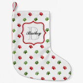 Groene rode persoonlijke kerstnaam kleine kerstsok (Voorkant)