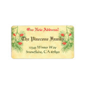 Groene rode pine Aangepaste feestdag Nieuwe adresl Etiket (Voorkant)