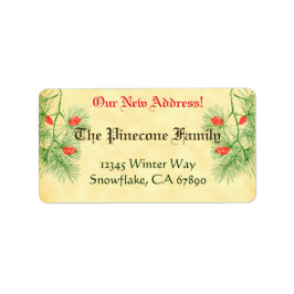 Groene rode pine Aangepaste feestdag Nieuwe adresl Etiket