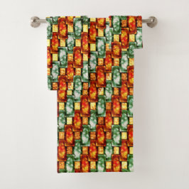 Groene rode, rechthoekige borden, gekleurd bad handdoek