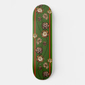 Groene rode roodklep  bloemen persoonlijk skateboard (Voorkant)