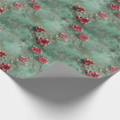 Groene Rode Rozen Bloemen Cadeaupapier (Hoek)