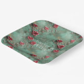 Groene Rode Rozen Bloemen Papieren Bordje (Gebogen)