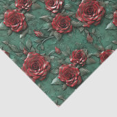 Groene Rode Rozen Bloemen Tissuepapier (Detail)