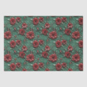 Groene Rode Rozen Bloemen Tissuepapier (Voorkant)