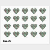 Groene rode rozen hart sticker (Vel)