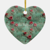 Groene rode rozen keramisch ornament (Voorkant)