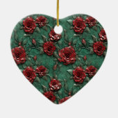 Groene rode rozen keramisch ornament (Achterkant)