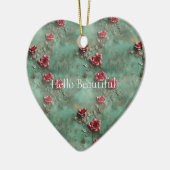 Groene rode rozen keramisch ornament (Links)