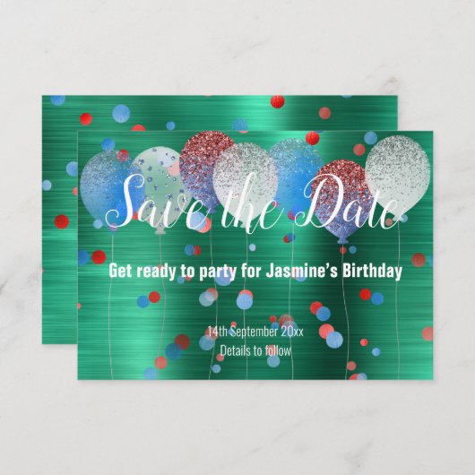 GROENE RODE SPOT BALLON RODE SPAAR DE DATUM RSVP K (Voorkant / Achterkant)