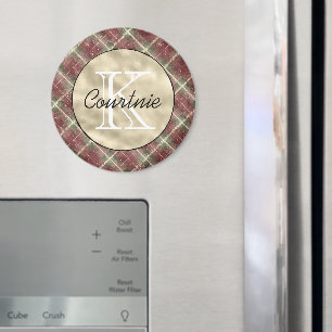 Groene rode strepen gouden monogram magneet