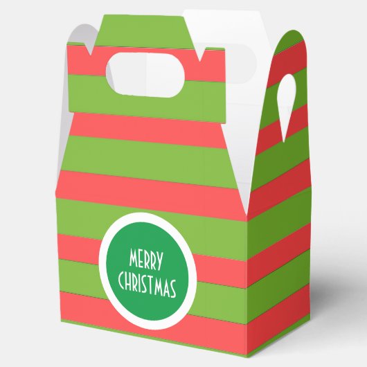 Groene & Rode Strepen Kerstmis Gable Favor Box Bedankdoosjes (Geopend)