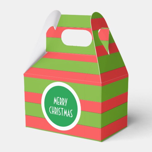 Groene & Rode Strepen Kerstmis Gable Favor Box Bedankdoosjes (Voorkant Zijde)