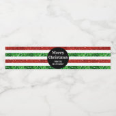 Groene rode strepen op maat Merry Christmas Waterfles Etiket (Enkel label)