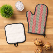 groene rode strepen ovenwant & pannenlap set (Top down)