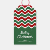 Groene Rode Strepen Prettig Kerstfeest Cadeaulabel (Voorkant)