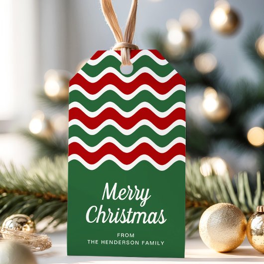 Groene Rode Strepen Prettig Kerstfeest Cadeaulabel
