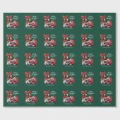 Groene rode strik foto script Kerstmis Cadeaupapier (Vlak)