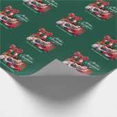 Groene rode strik foto script Kerstmis Cadeaupapier (Hoek)