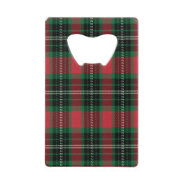 Groene & Rode Tartan Creditcard Flesopener Creditkaart Flessenopener